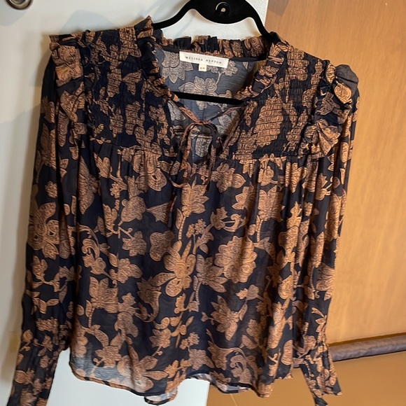 Mélissa Nepton blouse fluide. Jamais portée Marine et brune small Modèle 2023 - Picture 2 of 2